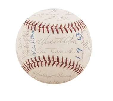 1963 World Champion Los Angeles Dodgers Team Signed ONL Giles Baseball With 27 Signatures Including With Koufax, Podres & Alston (Autry LOA & Beckett)